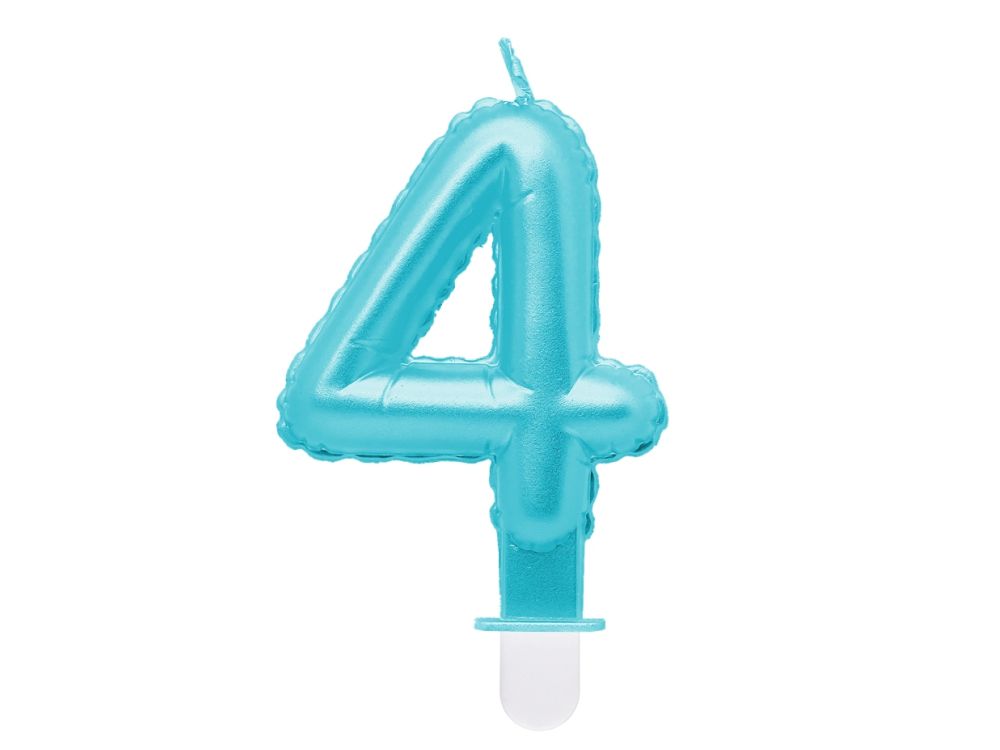 Birthday candle number 4 - GoDan - pearl, light blue
