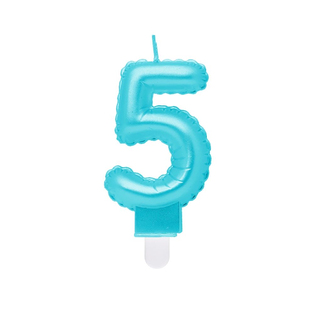 Świeczka urodzinowa cyfra 5 - GoDan - perłowa, jasnoniebieska