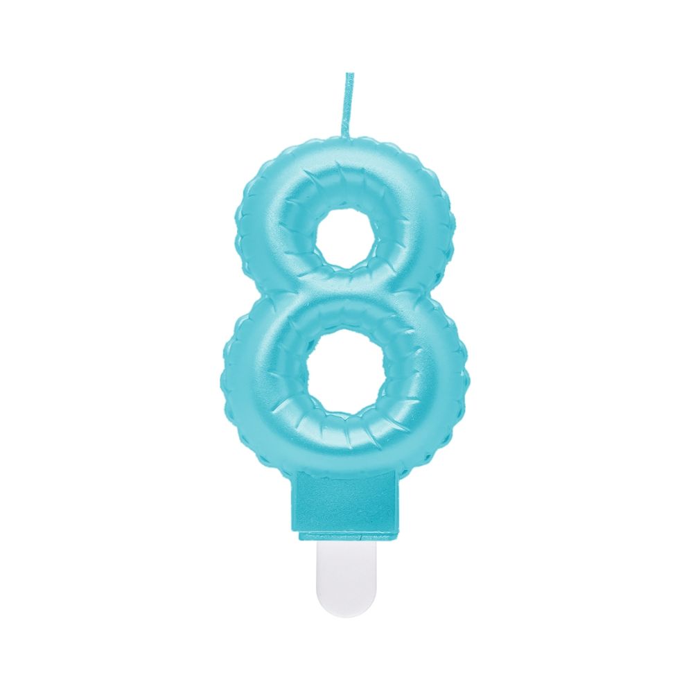Świeczka urodzinowa cyfra 8 - GoDan - perłowa, jasnoniebieska
