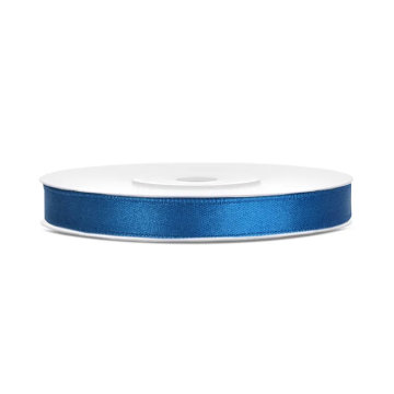 Satin ribbon - PartyDeco - blue, 6 mm x 25 m