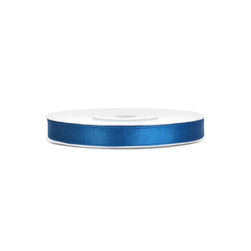 Satin ribbon - PartyDeco - blue, 6 mm x 25 m