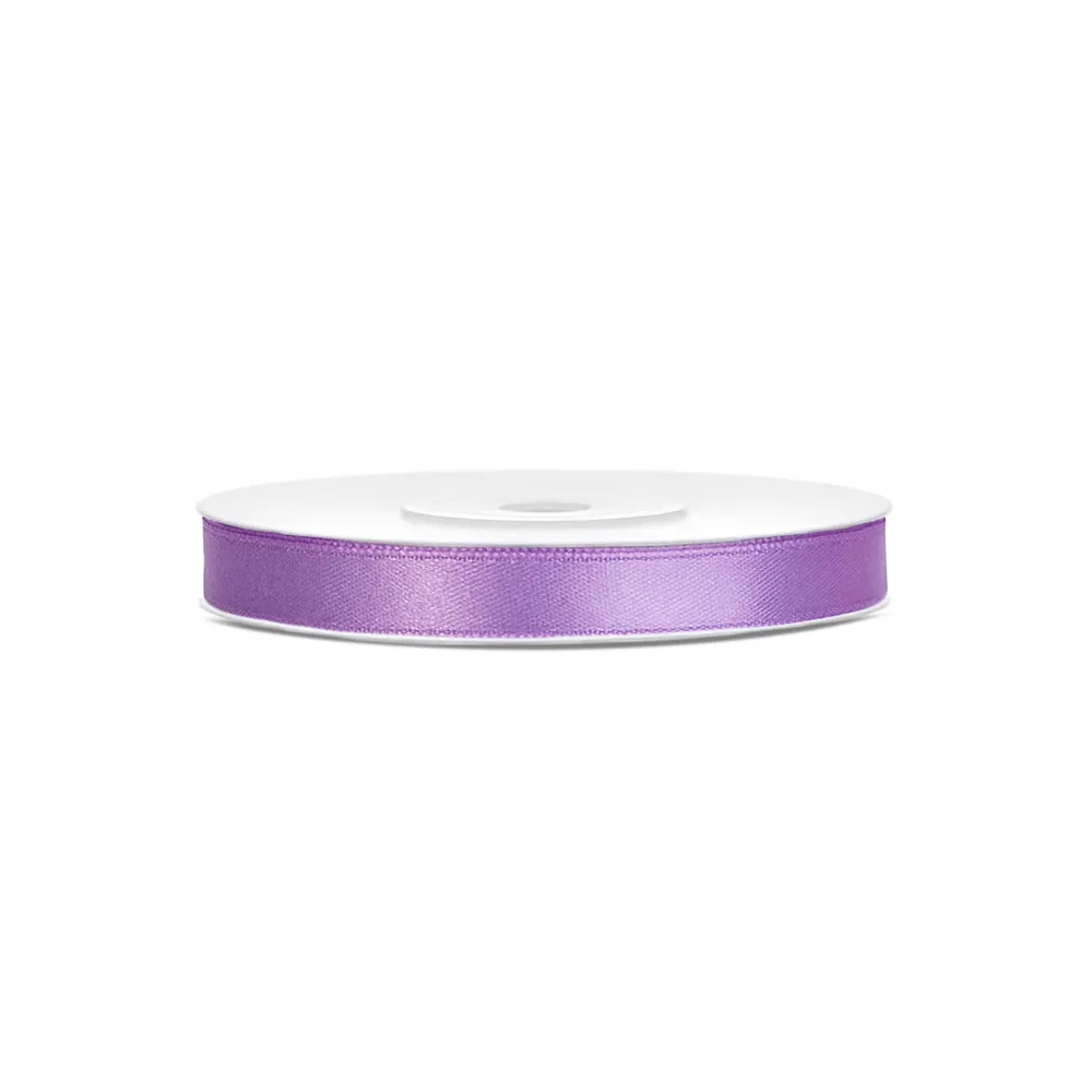 Satin ribbon - PartyDeco - lilac, 6 mm x 25 m