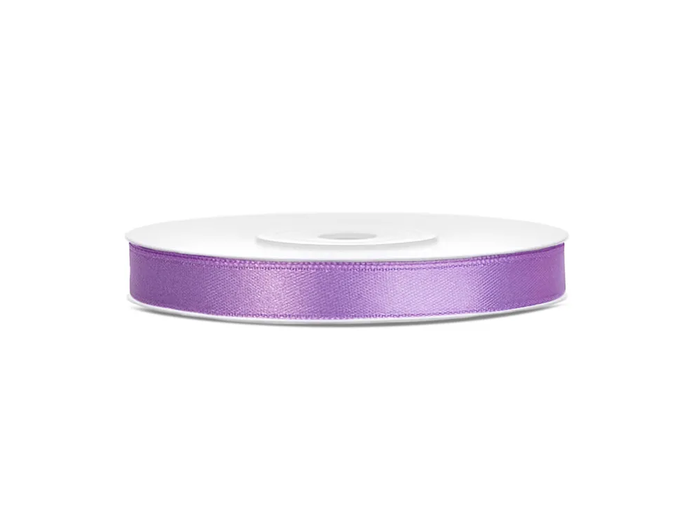 Satin ribbon - PartyDeco - lilac, 6 mm x 25 m