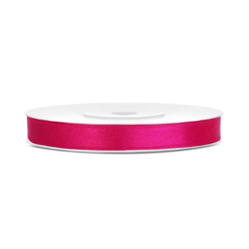 Satin ribbon - PartyDeco - dark pink, 6 mm x 25 m