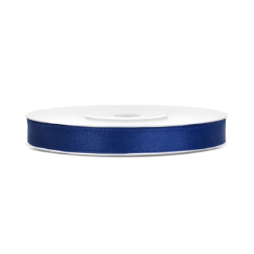 Satin ribbon - PartyDeco - navy blue, 6 mm x 25 m