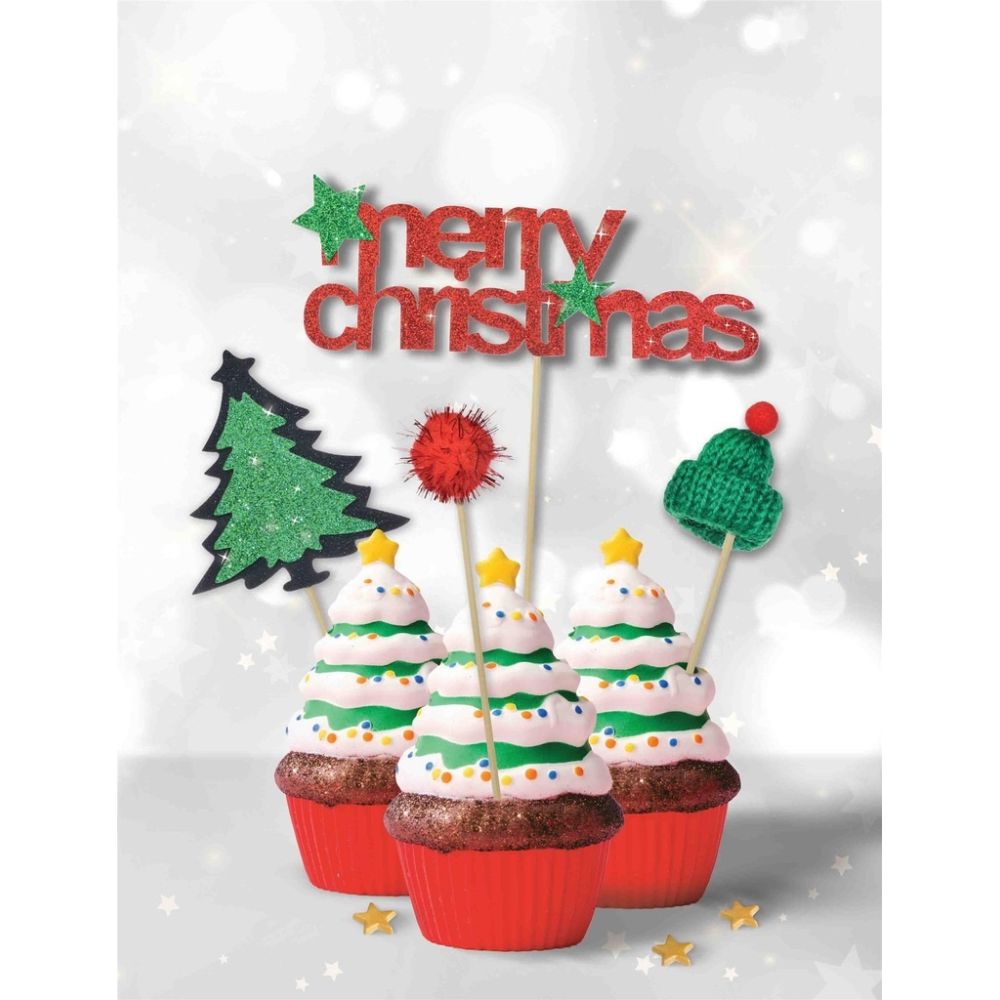 Cake toppers Merry Christmas - 4 pcs.