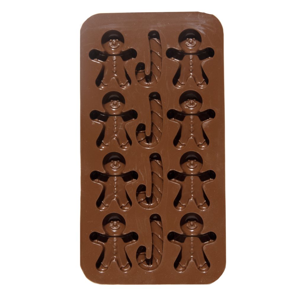 Silicone mold for chocolates Gingerbreads & Candy Canes - 12 pcs.