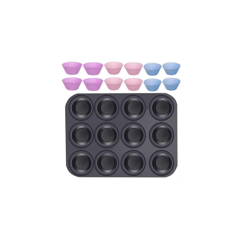 Muffin baking mold with silicone molds - 12 pcs.