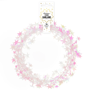 Decorative garland Stars - iridescent white, 5 meters