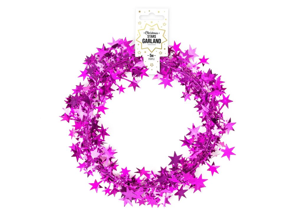 Decorative garland Stars - violet, 5 meters