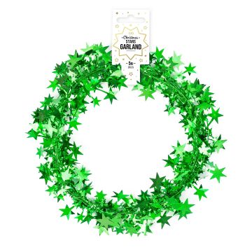 Decorative garland Stars - green, 5 meters