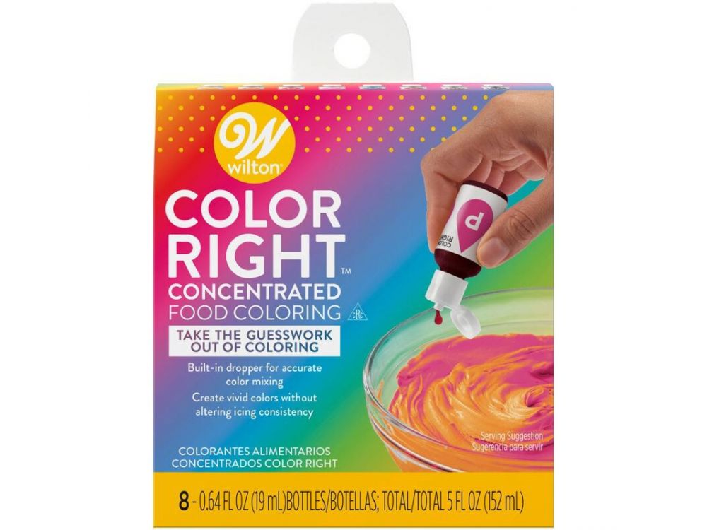 Zestaw skoncentrowanych barwników spożywczych - Wilton - 8 kolorów