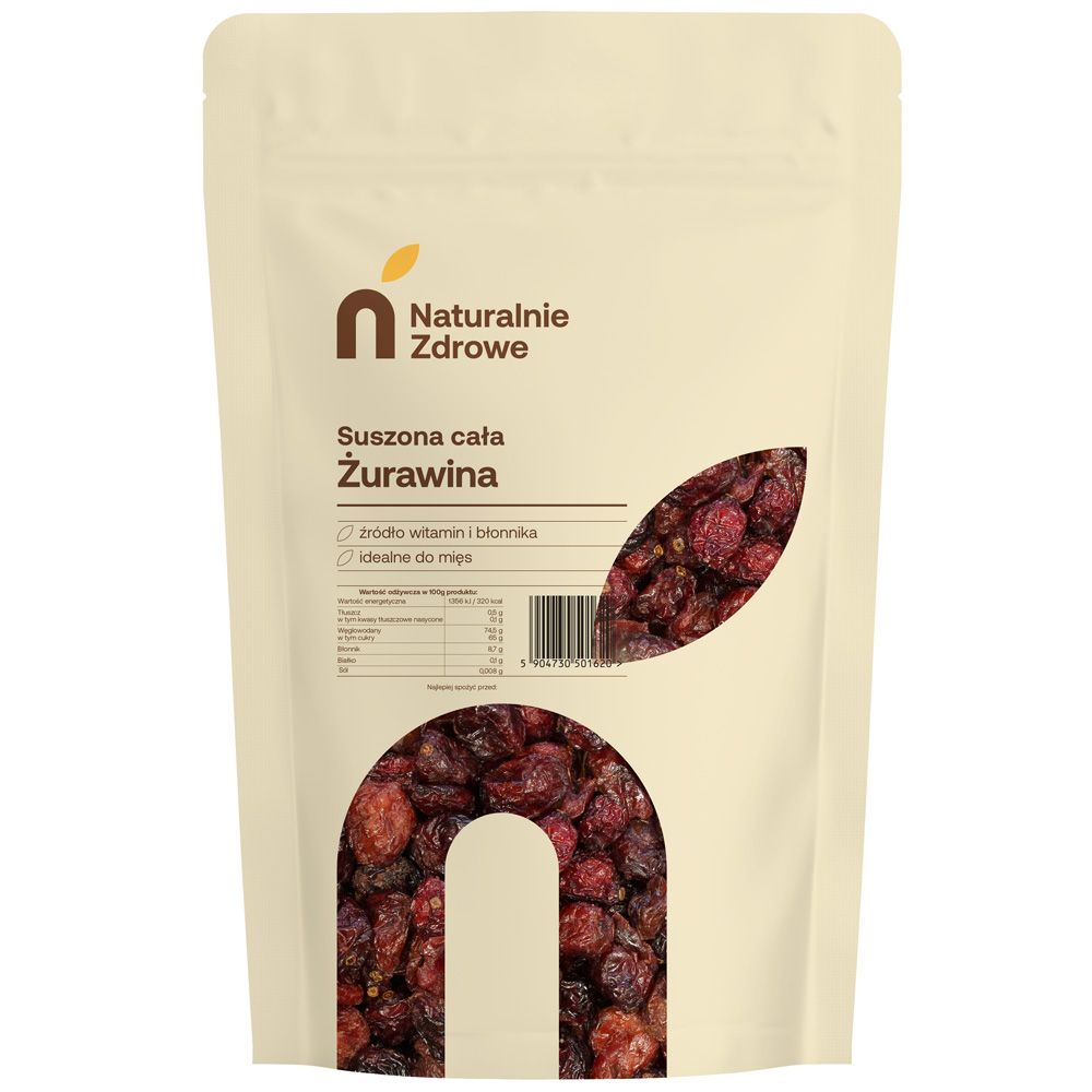 Dried cranberries whole fruit - Naturalnie Zdrowe - 1 kg