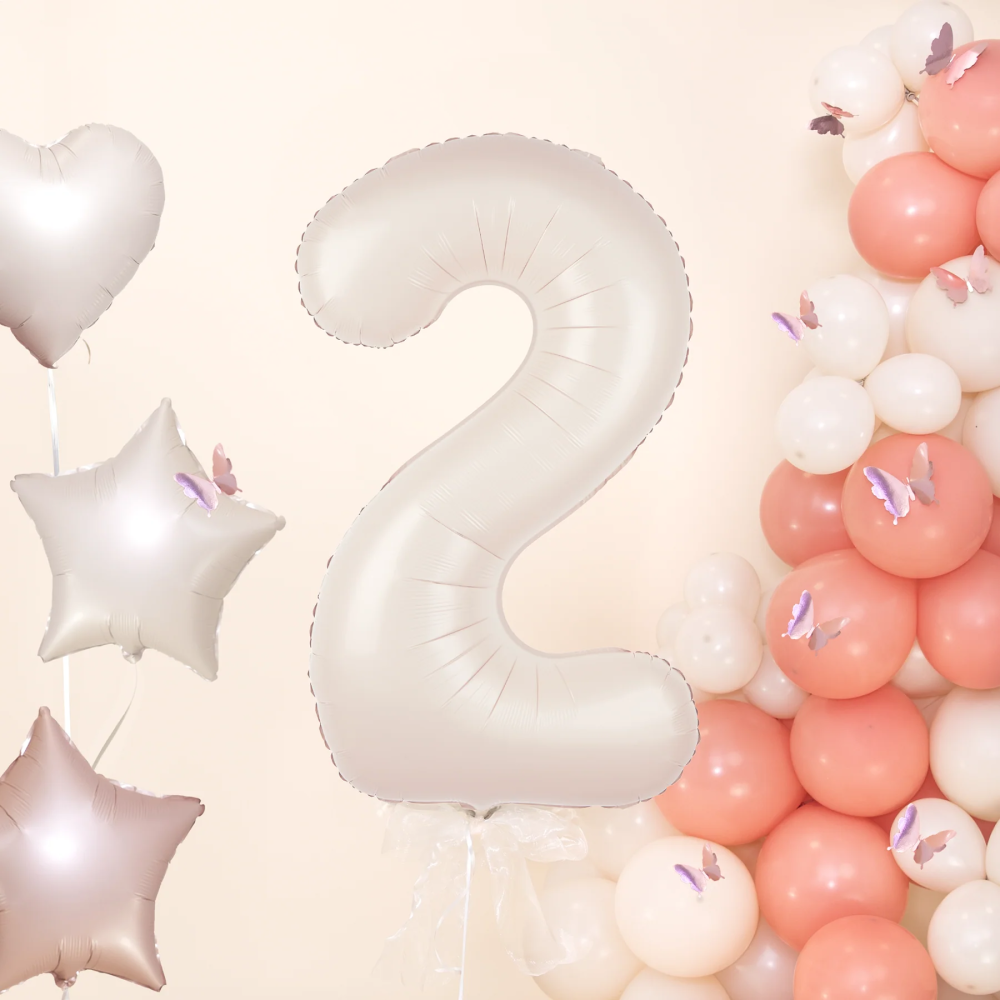 Foil balloon creamy - number 2, 100 cm