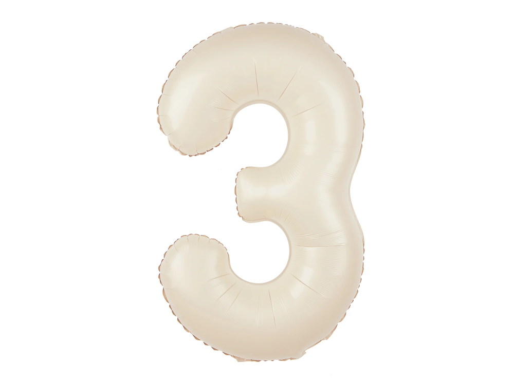 Balon foliowy cyfra 3 - kremowy, 100 cm