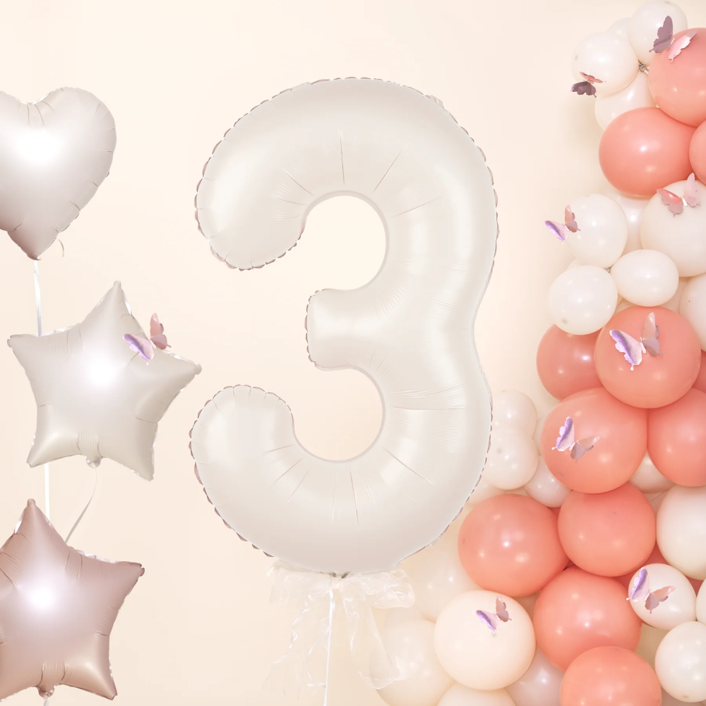 Foil balloon creamy - number 3, 100 cm