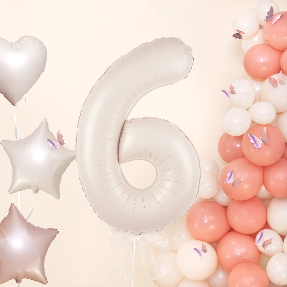 Foil balloon creamy - number 6, 100 cm