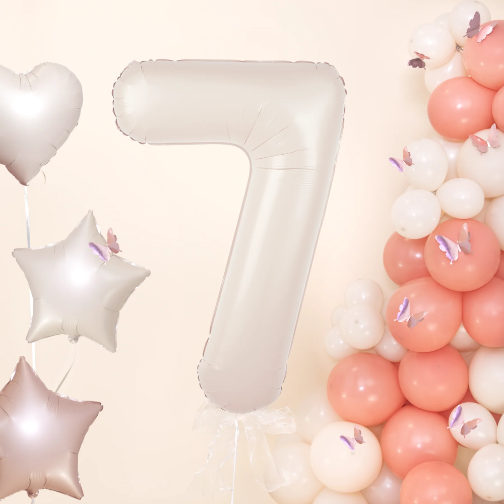 Foil balloon creamy - number 7, 100 cm