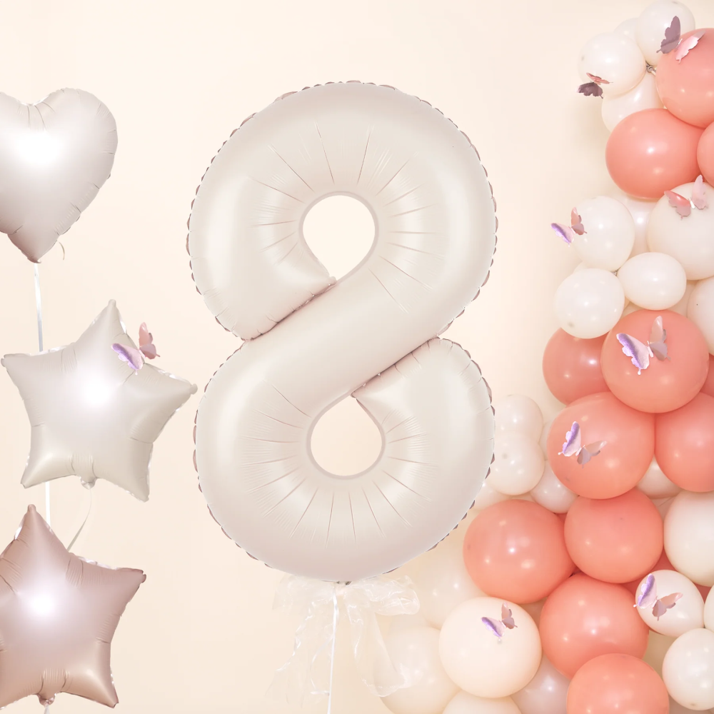 Foil balloon creamy - number 8, 100 cm