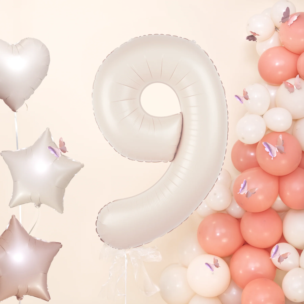 Foil balloon creamy - number 9, 100 cm