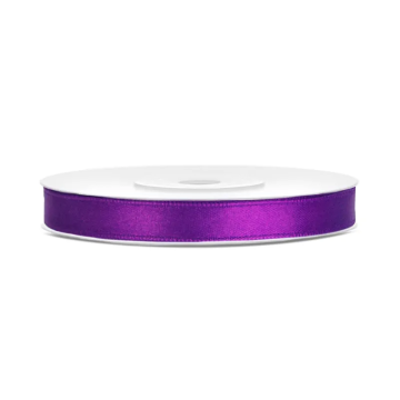Tasiemka satynowa - PartyDeco - purpurowa, 6 mm x 25 m