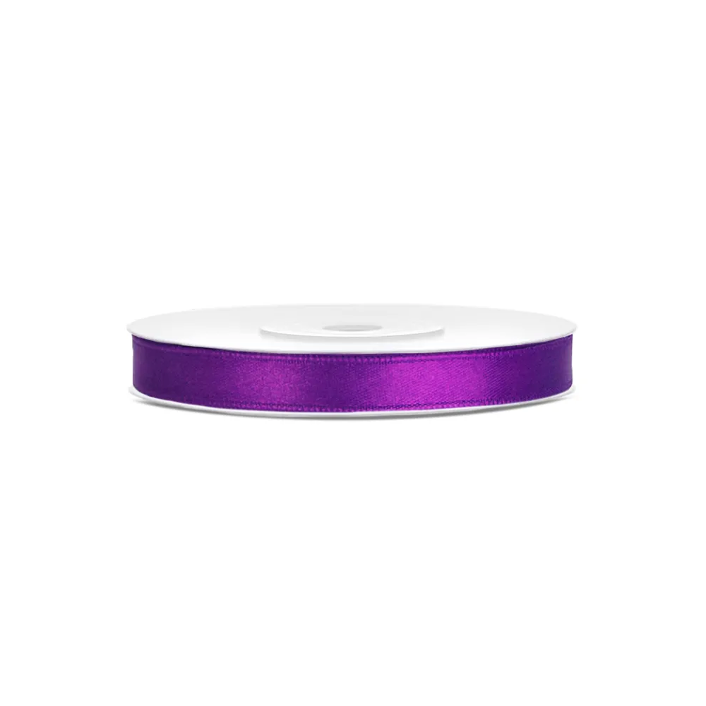 Satin ribbon - PartyDeco - purple, 6 mm x 25 m