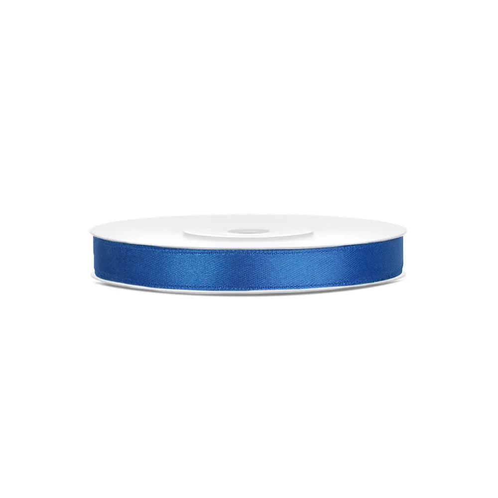 Satin ribbon - PartyDeco - cobalt blue, 6 mm x 25 m