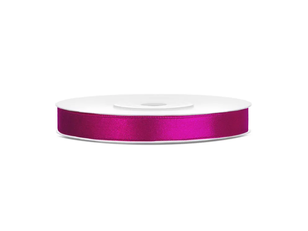 Satin ribbon - PartyDeco - fuchsia, 6 mm x 25 m
