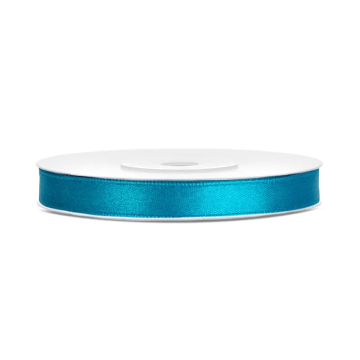 Satin ribbon - PartyDeco - turquoise, 6 mm x 25 m