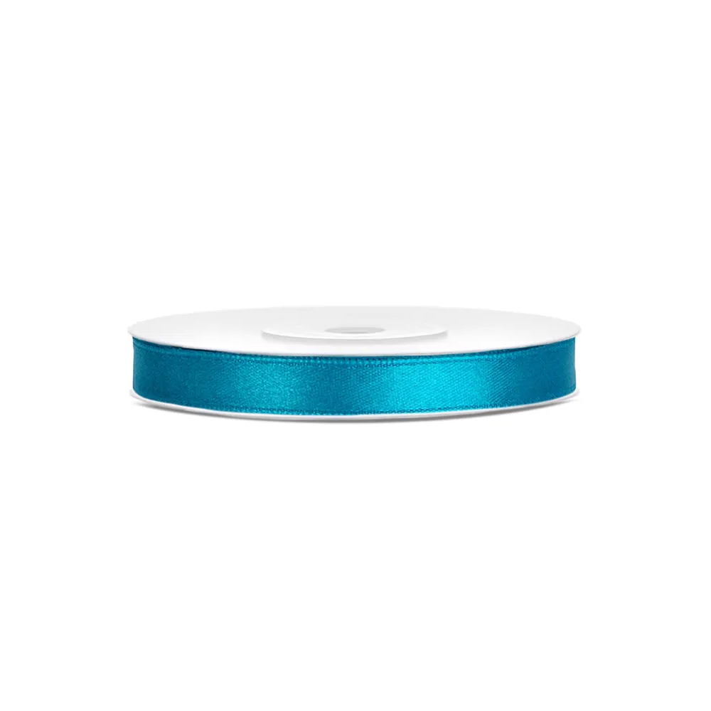 Satin ribbon - PartyDeco - turquoise, 6 mm x 25 m