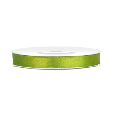 Satin ribbon - PartyDeco - green apple, 6 mm x 25 m