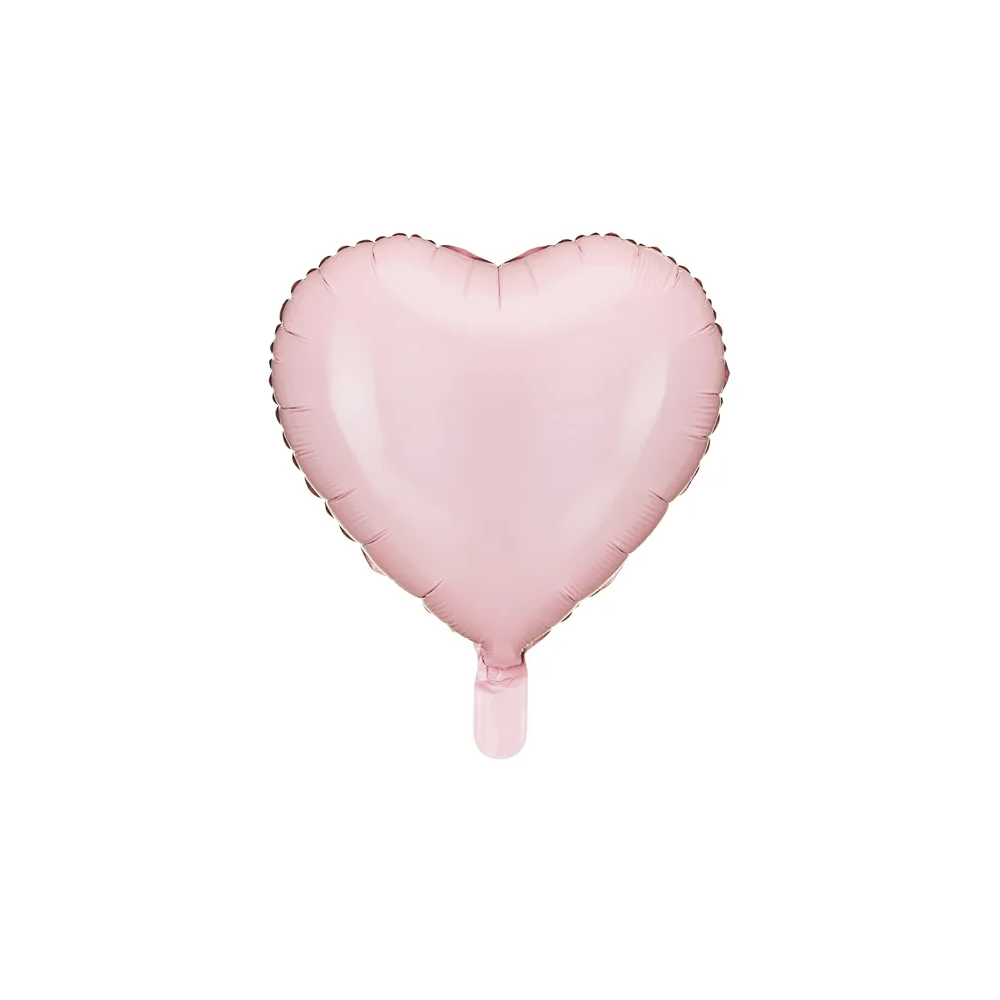 Balon foliowy Serce - PartyDeco - jasny różowy, 35 cm