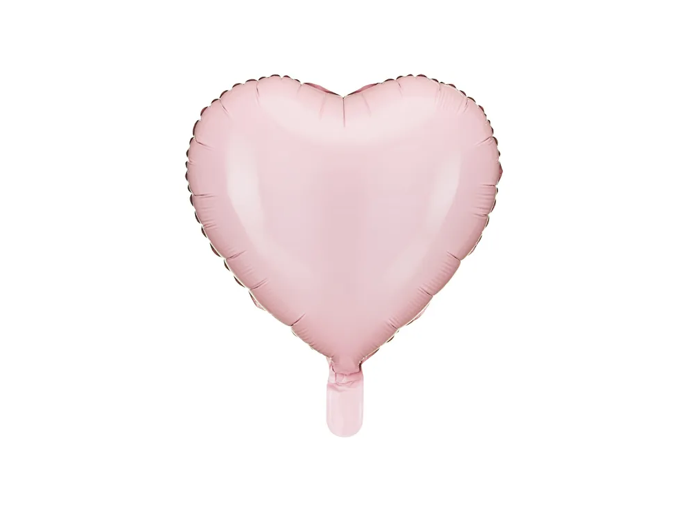 Balon foliowy Serce - PartyDeco - jasny różowy, 35 cm