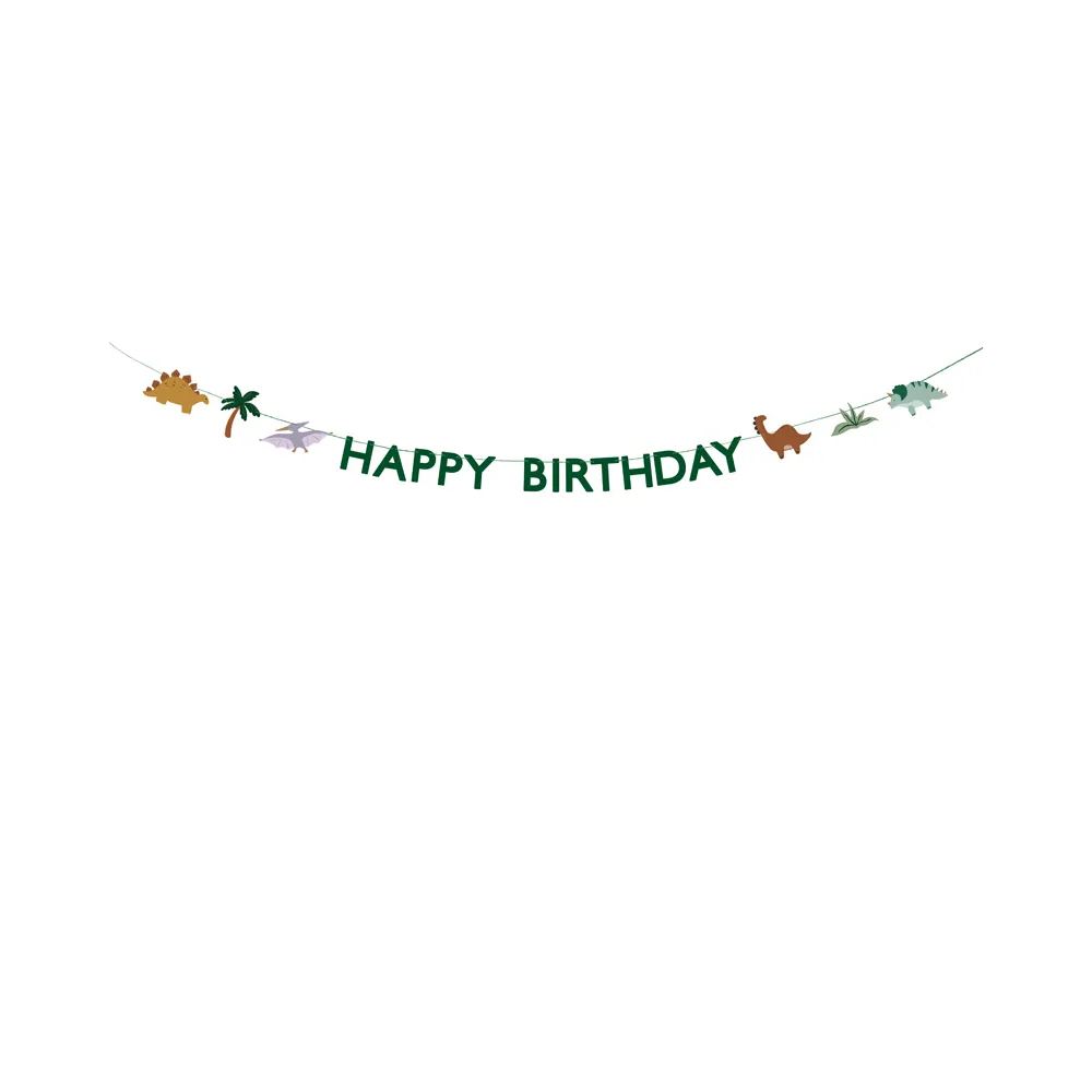 Happy Birthday Dino Banner - PartyDeco - 3 m