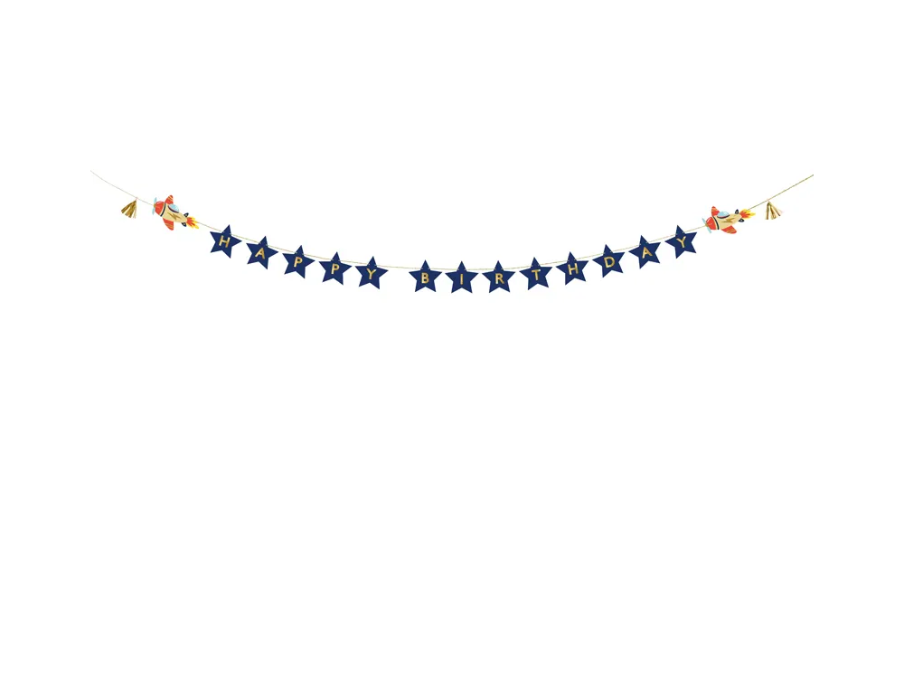 Happy Birthday Planes Banner - PartyDeco - 2,5 m