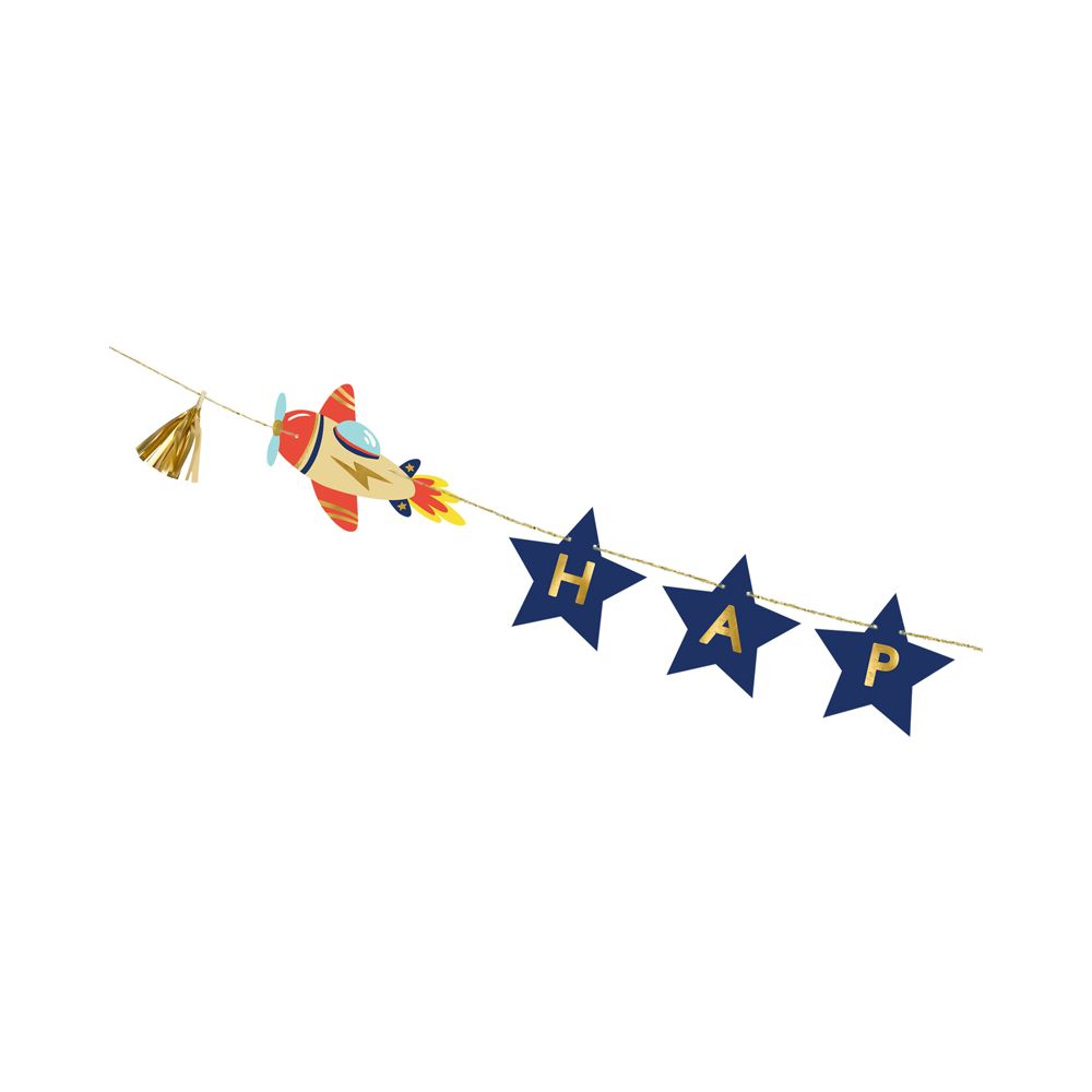 Happy Birthday Planes Banner - PartyDeco - 2,5 m