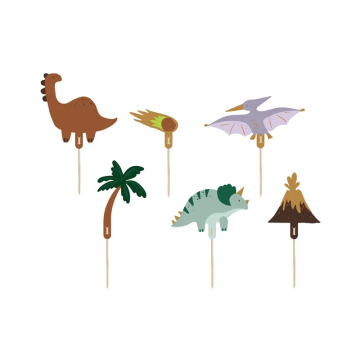 Decorative muffin toppers Dino - PartyDeco - 6 pcs.