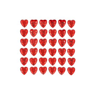 Stickers ruby red Hearts - 36 pcs.