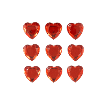 Stickers ruby red Hearts - 9 pcs.
