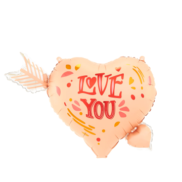 Balon foliowy Serce ze strzałą i napisem Love You - 69 x 54 cm