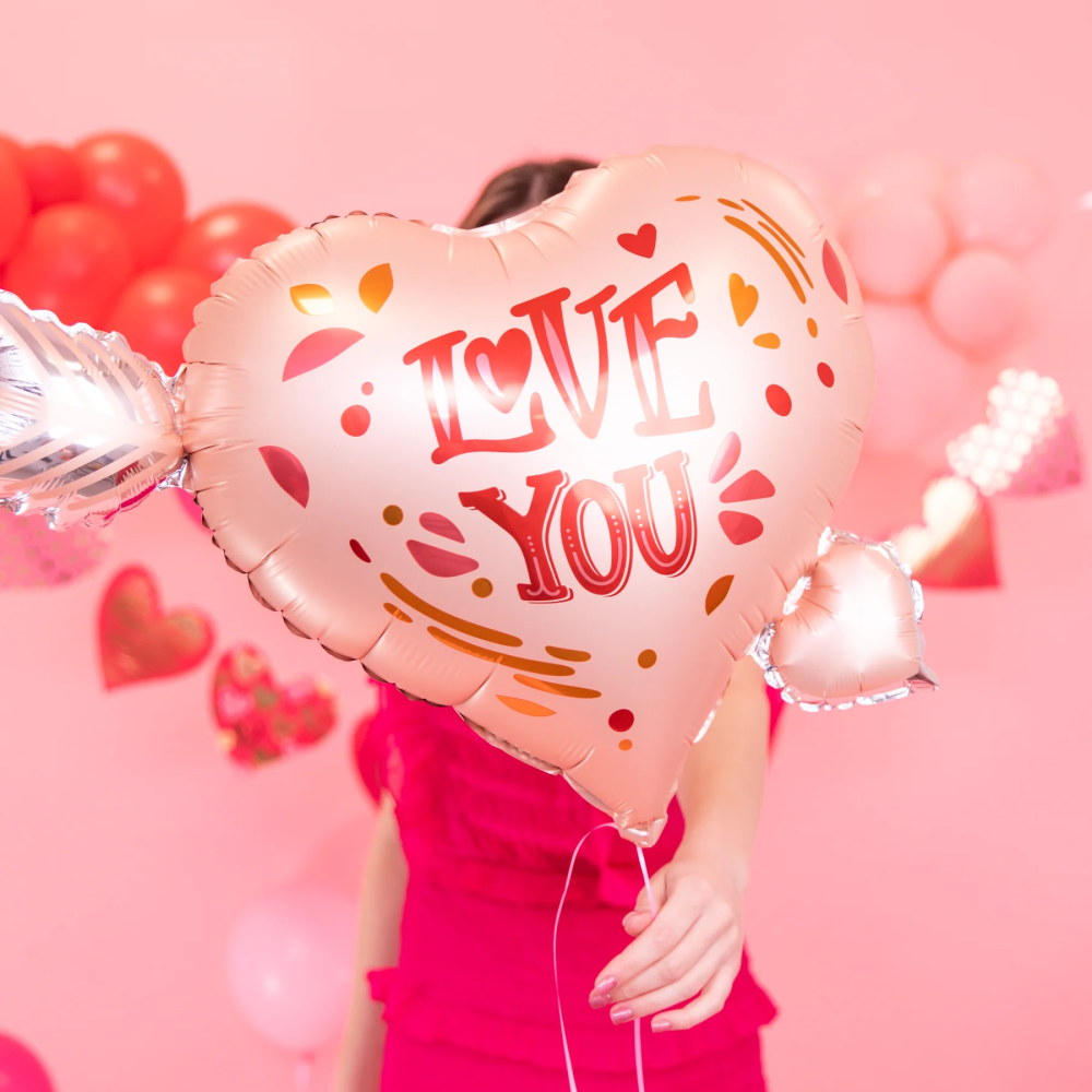 Foil balloon Heart with arrow and the inscription Love You - 69 x 54 cm
