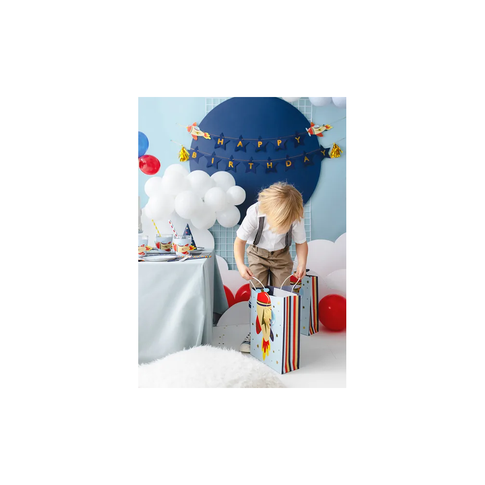 Torebka ozdobna na prezenty Samolot - PartyDeco - 10 x 24 x 35,5 cm