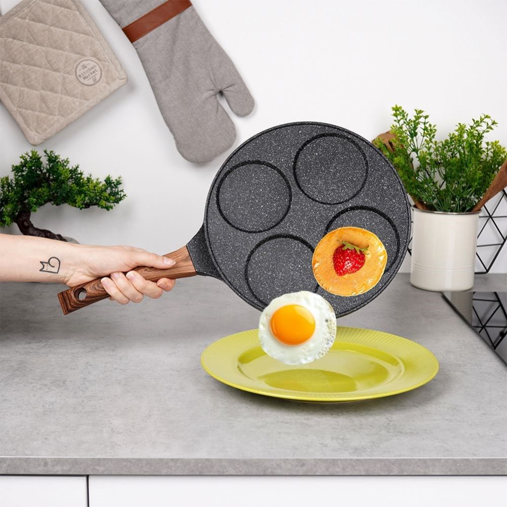 Frying Pan 4 Hole Egg Omelet Pancake Cooking Non Stick Square