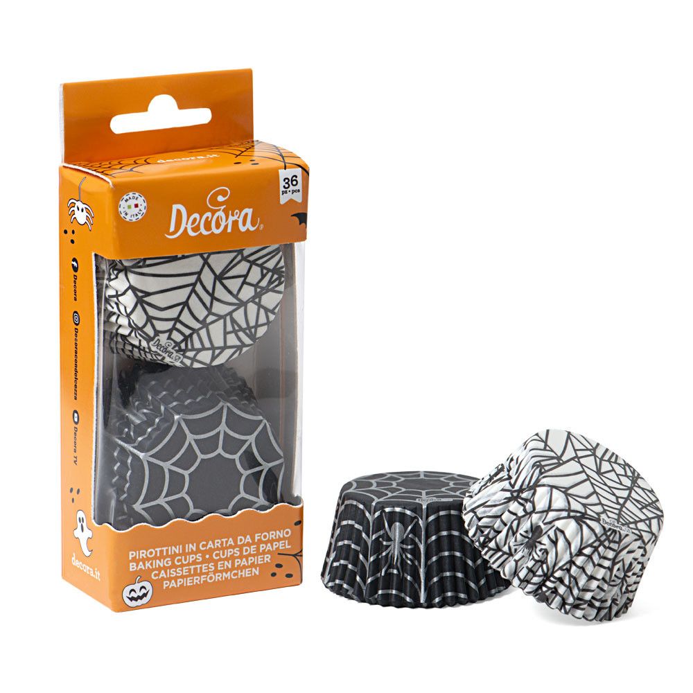 Baking cups - Decora - spider webs and spiders, 50 x 32 mm, 36 pcs.