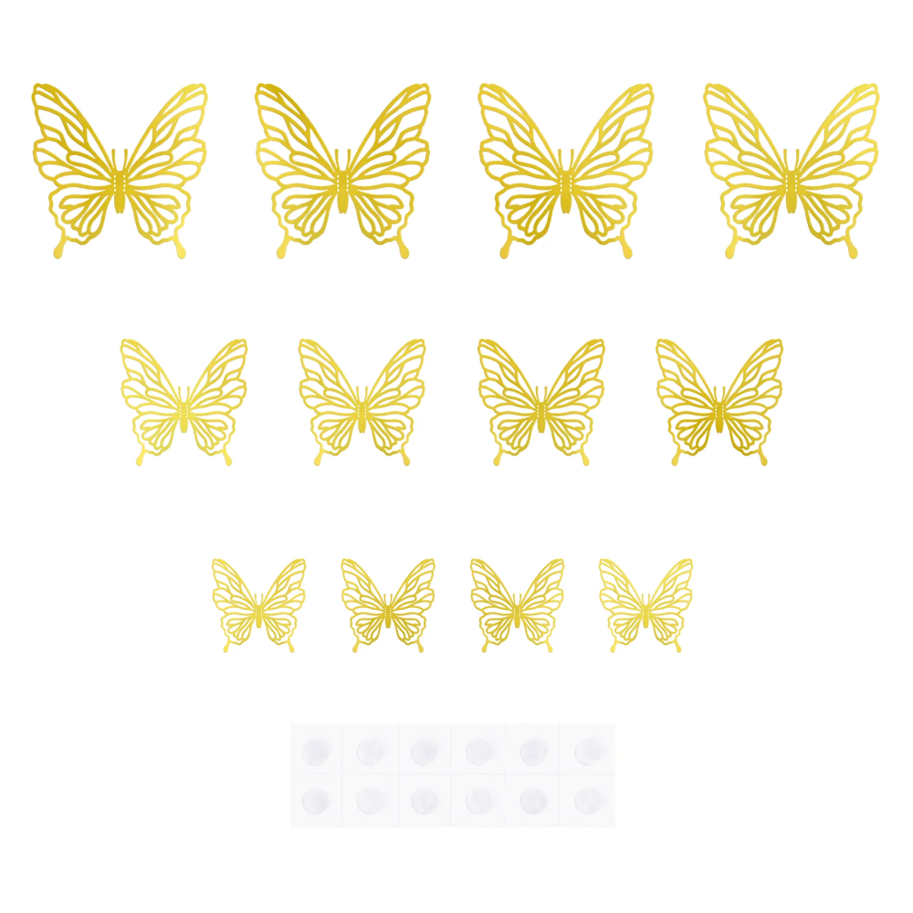 3D Decorative Butterflies gold - 12 pcs.