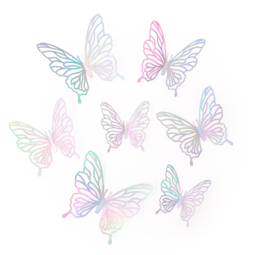 3D Decorative Butterflies silver - 12 pcs.