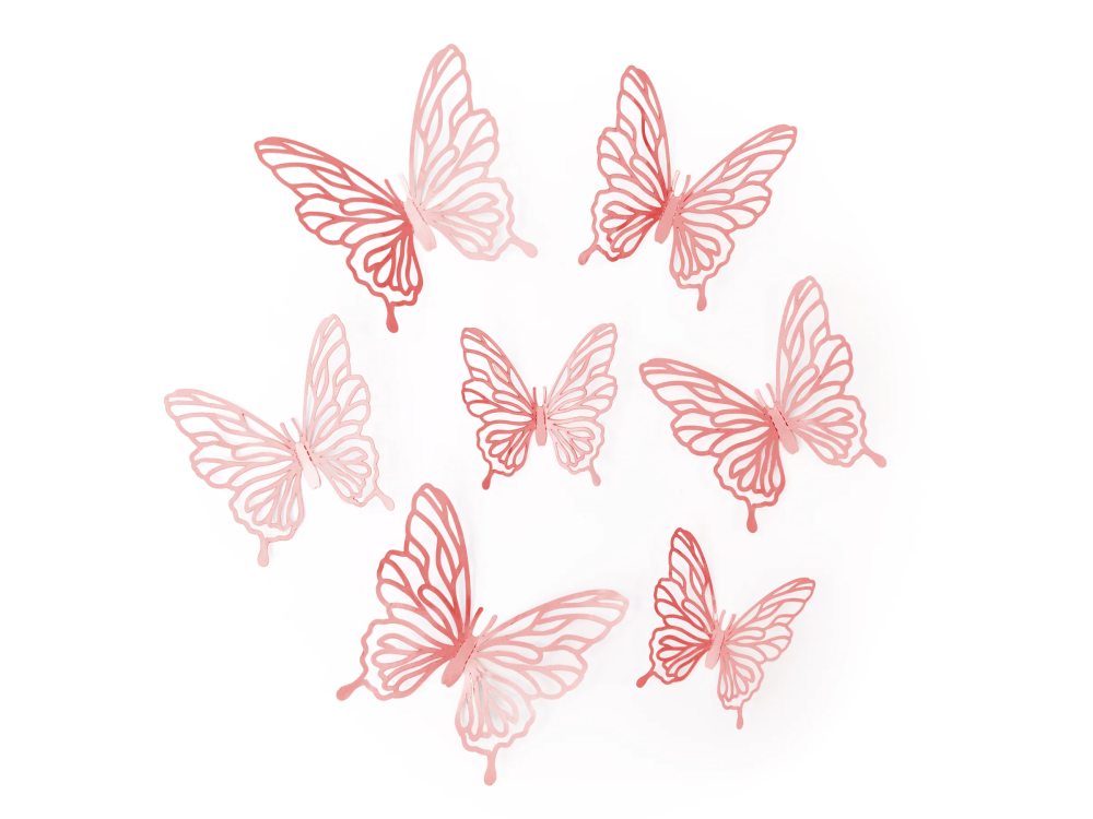 3D Decorative Butterflies rose gold - 12 pcs.