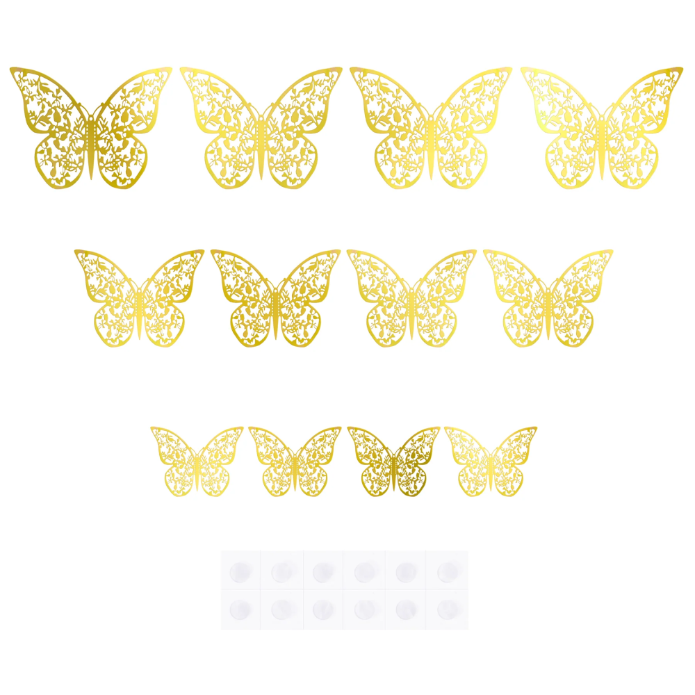 Naklejki dekoracyjne 3D Motyle złote - 12 szt.