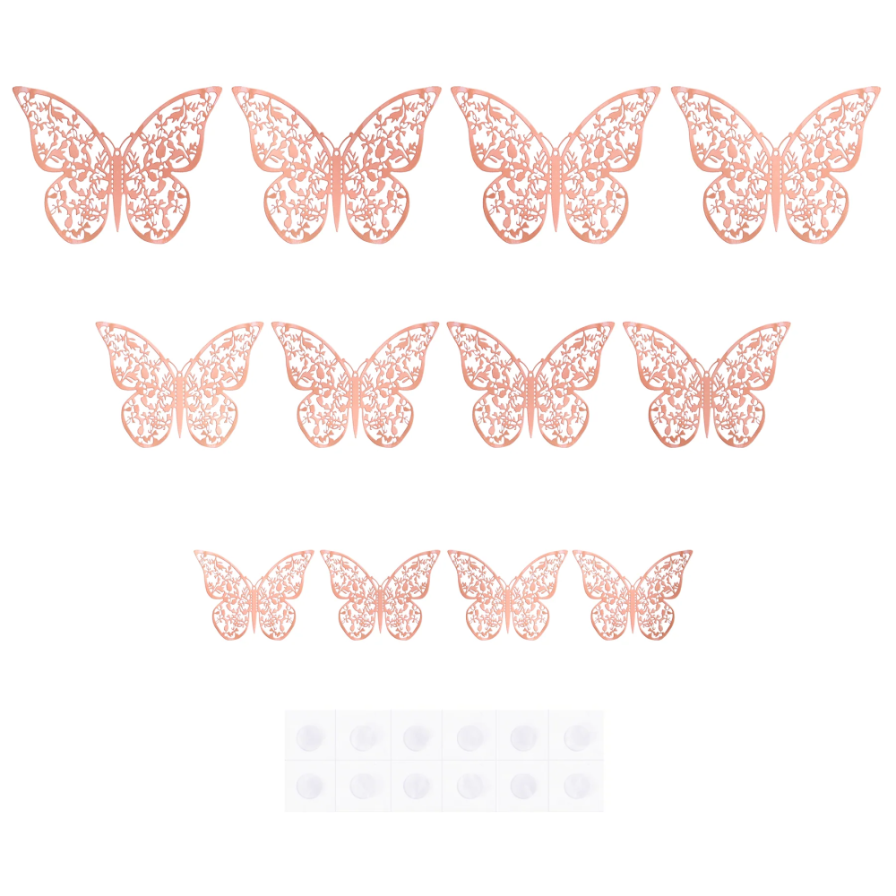 Naklejki dekoracyjne 3D Motyle różowe złoto - 12 szt.