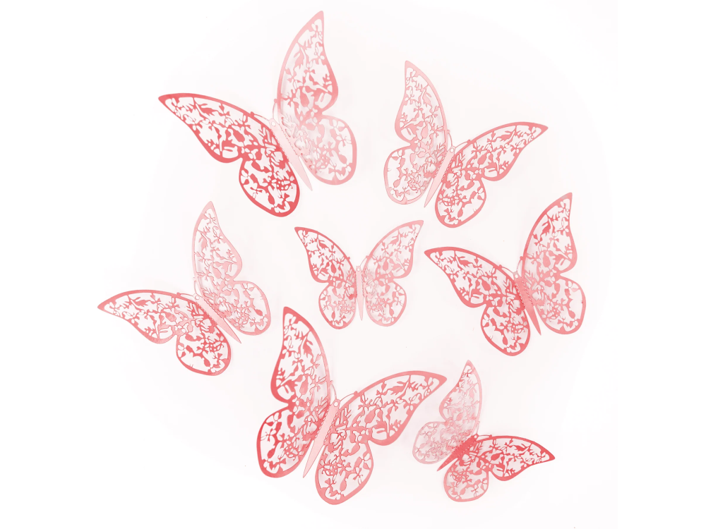 3D Decorative Butterflies rose gold - 12 pcs.